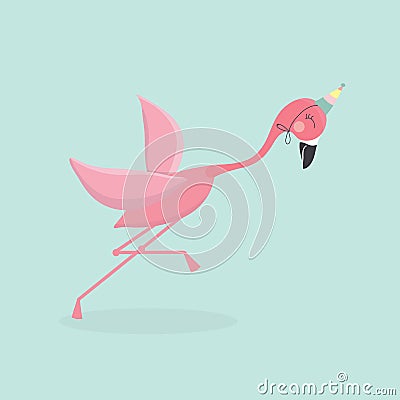 Cute cartoon flamingo. Vector Illustration