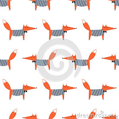 Cute cartoon foxy vector pattern Vector Illustration