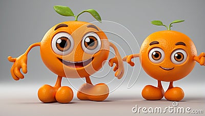 cute cartoon fruit orange emotion comic food happy poster adorable Stock Photo