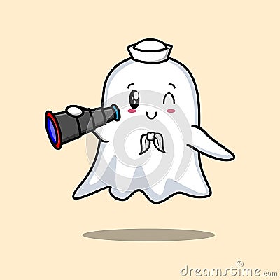 Cute cartoon ghost Vector Illustration