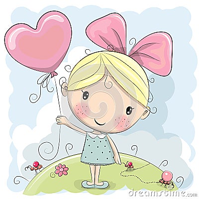 Cute Cartoon Girl Vector Illustration