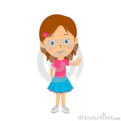 cute cartoon girl shows stop mark Vector Illustration