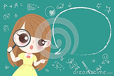 Cute cartoon girl student Vector Illustration