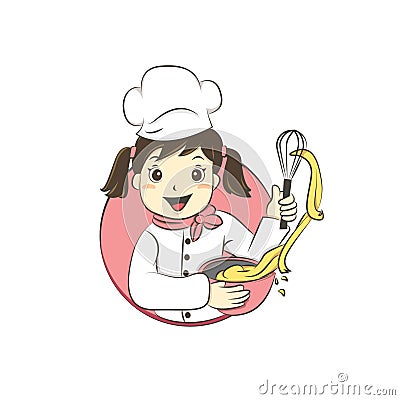 Baker Girl / Girl Chef Vector Illustration Vector Illustration