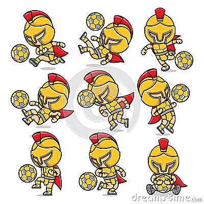 cute cartoon gladiator football Vector Illustration