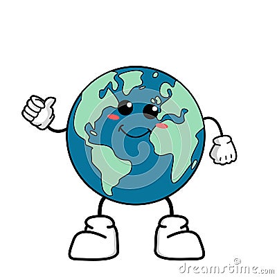 Cute cartoon globe earth takes a break for a while. Earth character with funny style. Flat vector asset design for save earth Stock Photo