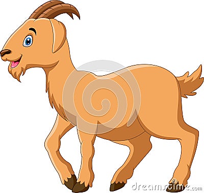 Cute cartoon goat happy stand Vector Illustration