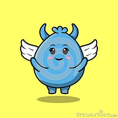 Cute cartoon goblin monster wearing wings Vector Illustration