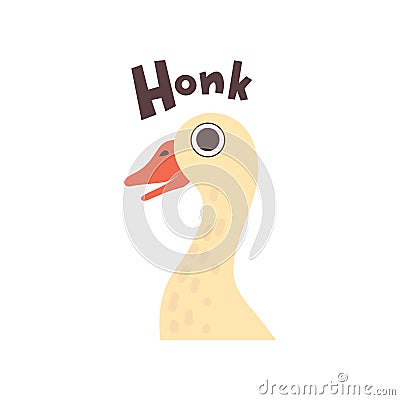 Cute Cartoon Goose Farm Bird Making Honk Sound Vector Illustration Vector Illustration