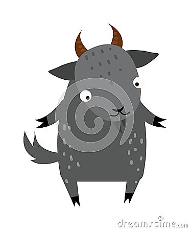 Cute cartoon gray goat mammal farm animal vector. Vector Illustration