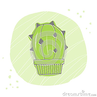 Cute cartoon green cactus silhouette icon. Vector illustration. Vector Illustration