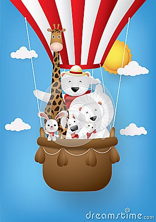 Cute cartoon,Greeting Cards With Cute Animals. Vector Illustration