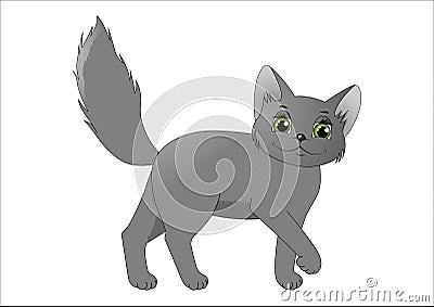 Cute cartoon grey cat Cartoon Illustration