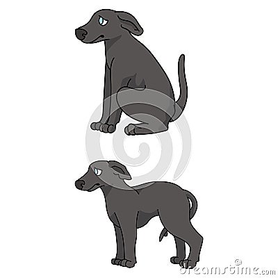 Cute cartoon Greyhound puppy vector clipart. Pedigree kennel doggie for pet parlor mascot. Purebred domestic sighthound Vector Illustration