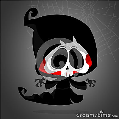 Cute cartoon grim reaper cartoon clipart. Vector Illustration