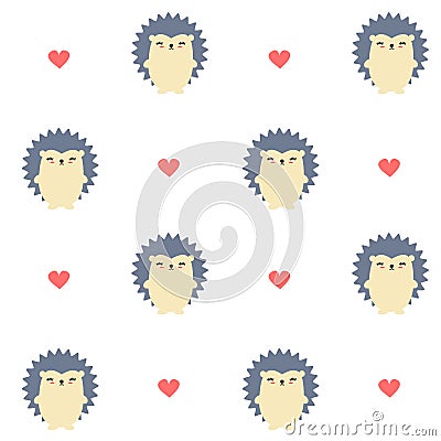 Cute cartoon hedgehog seamless vector pattern background illustration Vector Illustration