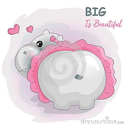 Cute cartoon hippo with tutu Vector Illustration