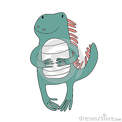 Cute cartoon iguana character, vector isolated illustration in simple style. Vector Illustration