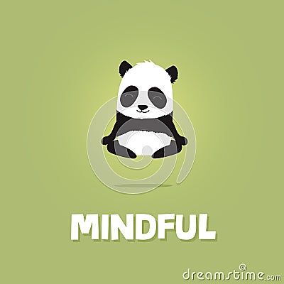 Cute cartoon illustration of panda meditating and levitating Cartoon Illustration