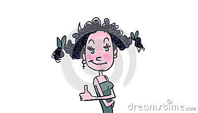 Cute cartoon illustration of young woman Cartoon Illustration