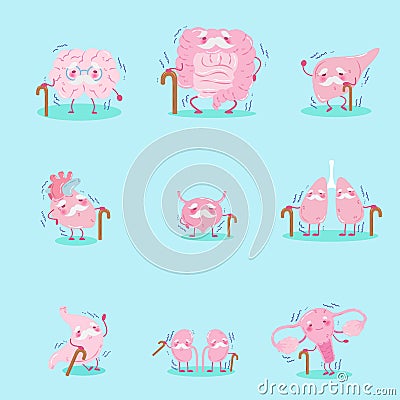 Cute cartoon intestine Vector Illustration