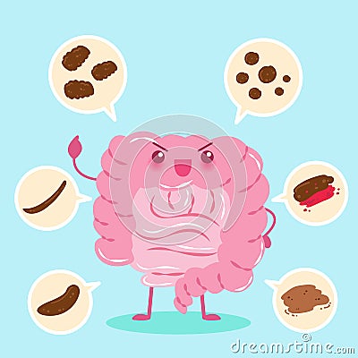 Cute cartoon intestine Vector Illustration