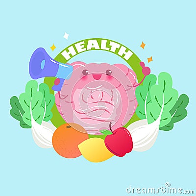 Cute cartoon intestine Vector Illustration