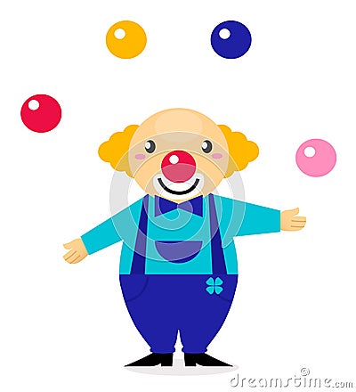 Cute cartoon jugglery Clown character Vector Illustration