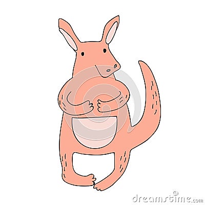 Cute cartoon kangaroo character, vector isolated illustration in simple style. Vector Illustration
