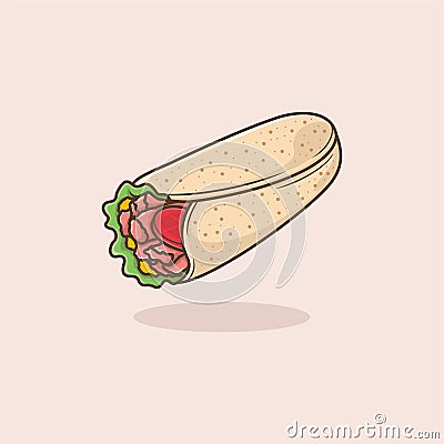 cute cartoon kebab Vector Illustration