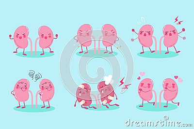 Cute cartoon kidney Vector Illustration