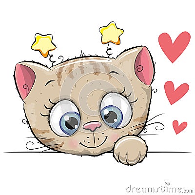 Cute Cartoon Kitten Vector Illustration