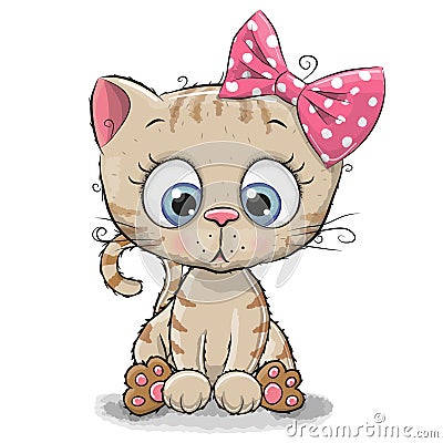 Cute Cartoon Kitten girl Vector Illustration