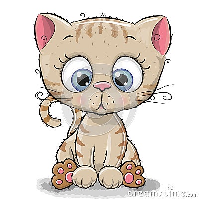 Cute Cartoon Kitten Vector Illustration