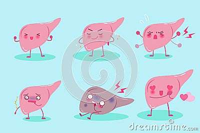 Cute cartoon liver Vector Illustration