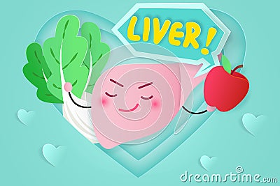 Cute cartoon liver Vector Illustration