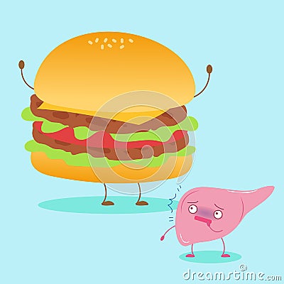 Cute cartoon liver Vector Illustration