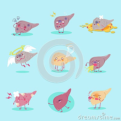 Cute cartoon liver Vector Illustration