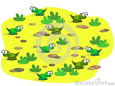Cute cartoon lizards Vector Illustration