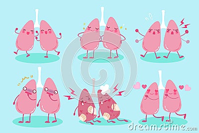 Cute cartoon lung Vector Illustration