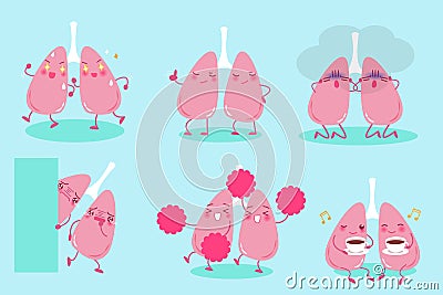 Cute cartoon lung Vector Illustration