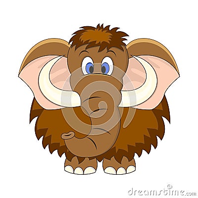 Cute cartoon mammoth vector illustration. Isolated on white Vector Illustration