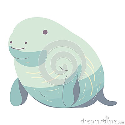 Cute cartoon manatee smiling in underwater Vector Illustration