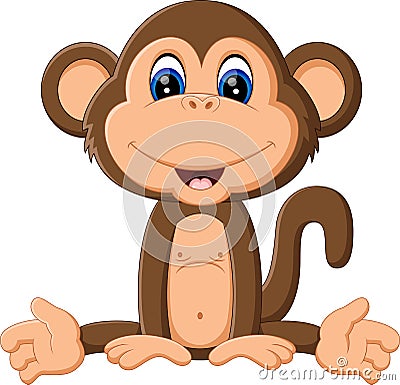 Cute Cartoon monkey Vector Illustration