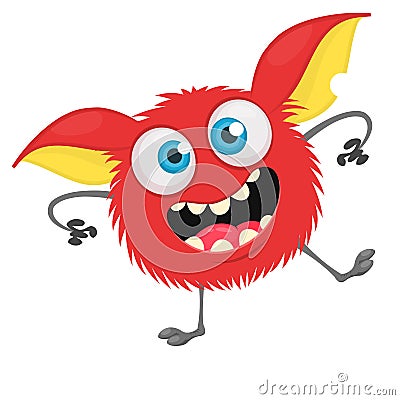 Cute cartoon monster troll or gremlin. Vector funny monster character. Vector Illustration