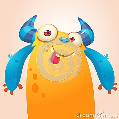 Cute cartoon monster. Vector bigfoot character. Halloween design. Vector Illustration