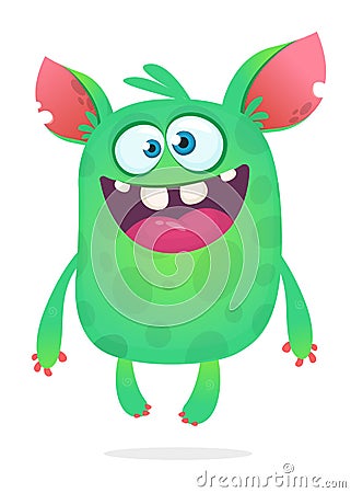 Cute cartoon monster. Vector troll or gremlin character. Halloween design. Vector Illustration