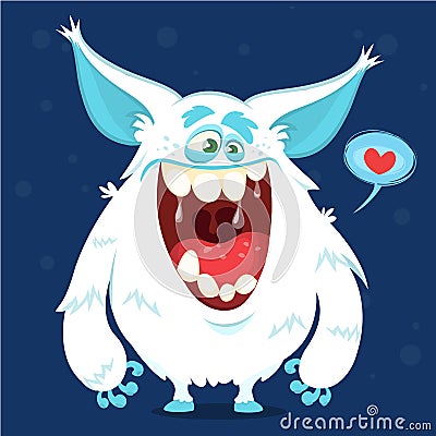 Cute cartoon monster yeti. Vector bigfoot character for Halloween Vector Illustration