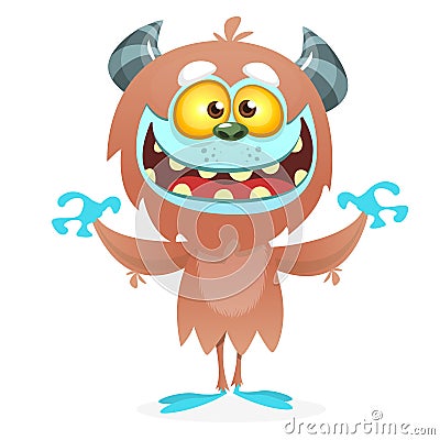 Cute cartoon monster yeti. Vector bigfoot character Vector Illustration