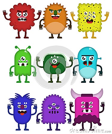 Cute Cartoon Monsters illustration. Hallowen costume, concept illustrations, cartoon characters Cartoon Illustration